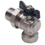 Кран шаровой 3/4" ВH/НР (бабочка) угловой со сгоном никеллированный AQUALINK