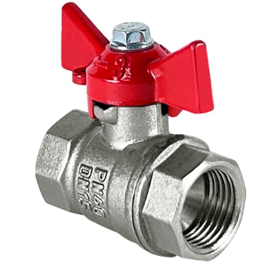 Кран шаровой 3/4" ВР/ВР (бабочка) никель VALFEX