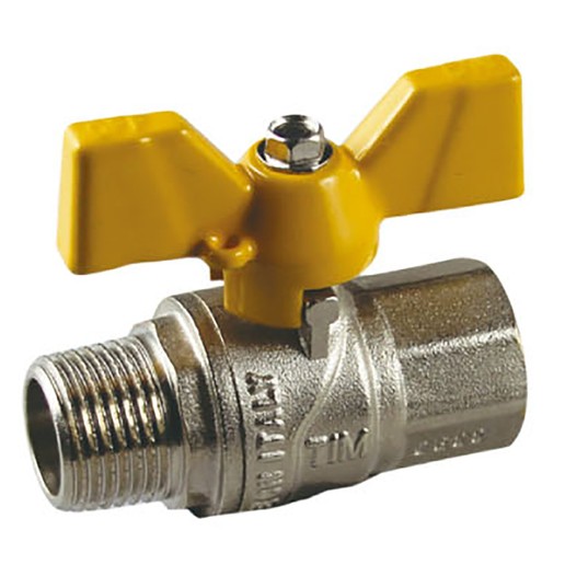 Кран шаровой для Газа 1/2" ВР/НР (бабочка) TIM