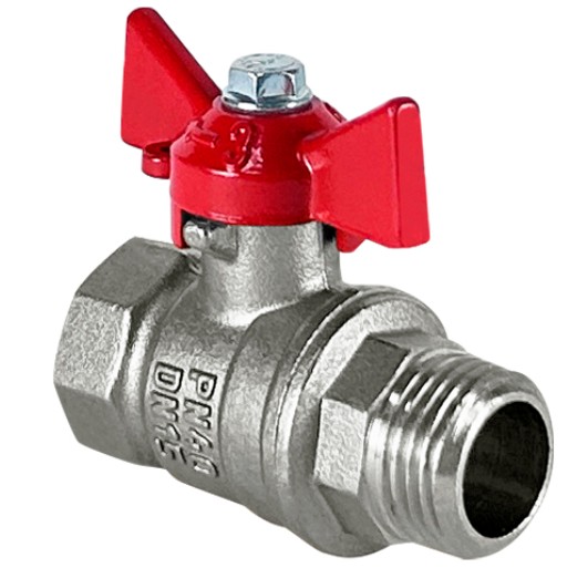 Кран шаровой 3/4" ВР/НР (бабочка) никель VALFEX