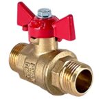 Кран шаровой 1/2" НР/НР ручка-бабочка, латунный VALFEX